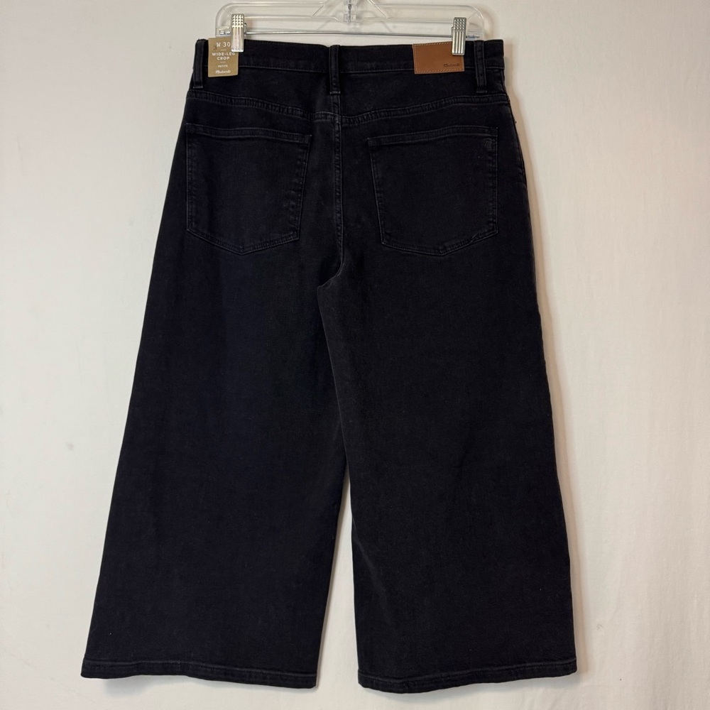 Madewell Black Wide Leg Crop Jeans Size 30P - Picture 2 of 7